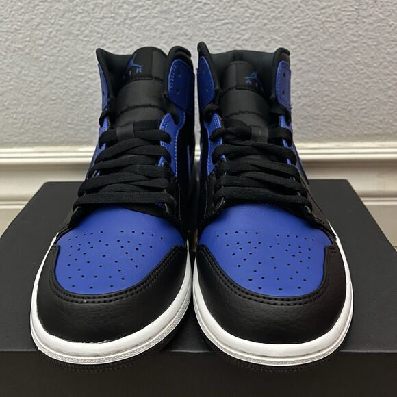 Nike Air Jordan 1 Mid Hyper Royal Tumbled Leather Size 8.5